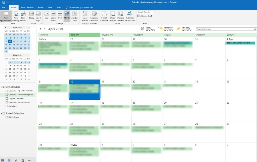 open seperate windows for email and calendar on outlook on mac
